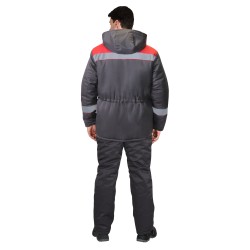 Куртка "СИРИУС-БРИГАДИР" утепл. темно-серая с красным и СОП