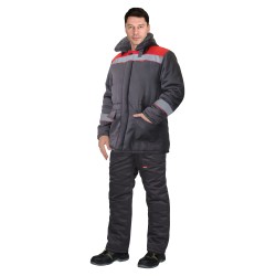 Куртка "СИРИУС-БРИГАДИР" утепл. темно-серая с красным и СОП