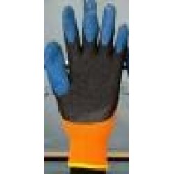 Перчатки акриловые облив 3/4 с  усиленнным пальцем рифлёный латекс Люкс 90г