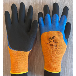 Перчатки акриловые облив 3/4 с  усиленнным пальцем рифлёный латекс Люкс 90г