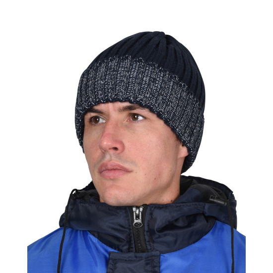 Шапка темно-синяя с СВ-элементами СИРИУС Юка, с утеплителем Тинсулейт 