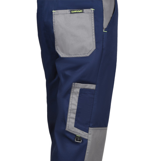 Брюки "СИРИУС-СТАН" синие со средне-серым и лимонной отделкой