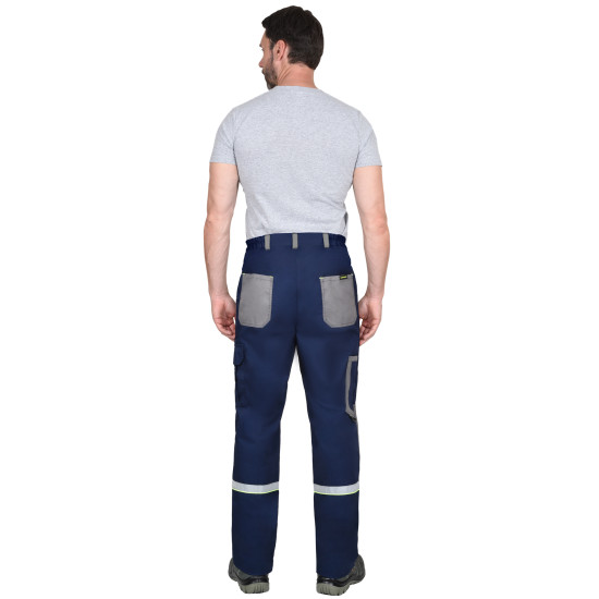 Брюки "СИРИУС-СТАН" синие со средне-серым и лимонной отделкой