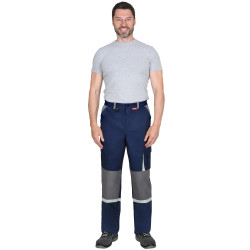 Брюки "СИРИУС-СТАН" синие со средне-серым и лимонной отделкой