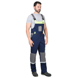 Полукомбинезон "СИРИУС-СТАН" синий со средне-серым и лимонной отделкой