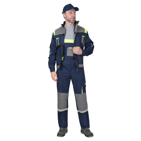 Куртка "СИРИУС-СТАН" синяя со средне-серым и лимонной отделкой Куртка "СИРИУС-СТАН" синяя со средне-серым и лимонной отделкой