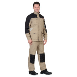 Куртка "СИРИУС-ВЕСТ-ВОРК" бежевая с черным пл. 275 г/кв.м