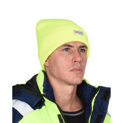 Шапка трикотажная флуоресцентная лимонная СИРИУС Юка, с утеплителем Тинсулейт  Шапка трикотажная флуоресцентная лимонная СИРИУС Юка, с утеплителем Тинсулейт