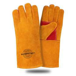 Краги спилковые СИБИРЬ Safeprotect усиленные желто-красные (подкладка) дл.40 см р.12 