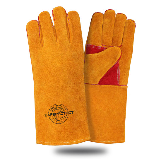 Краги спилковые СИБИРЬ Safeprotect усиленные желто-красные (подкладка) дл.40 см р.12 Краги спилковые СИБИРЬ Safeprotect усиленные желто-красные (подкладка) дл.40 см р.12