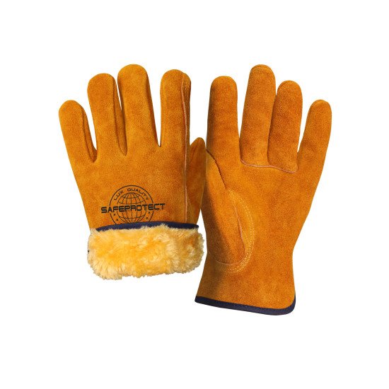 Перчатки цельноспилковые утепленные УРАЛ желтые (меховые) р.10,5 