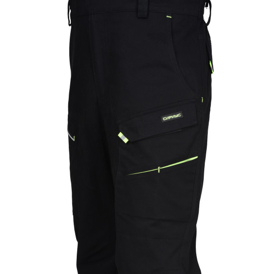 Костюм "СИРИУС-ДЕКСТЕР" п/к черный с лимонной отделкой, тк. стрейч с ВО