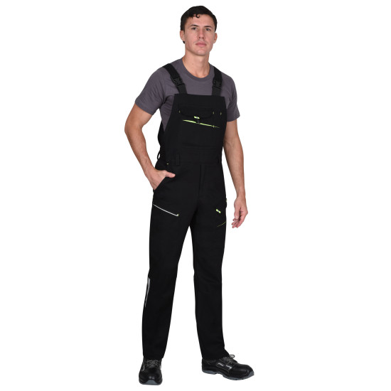 Костюм "СИРИУС-ДЕКСТЕР" п/к черный с лимонной отделкой, тк. стрейч с ВО