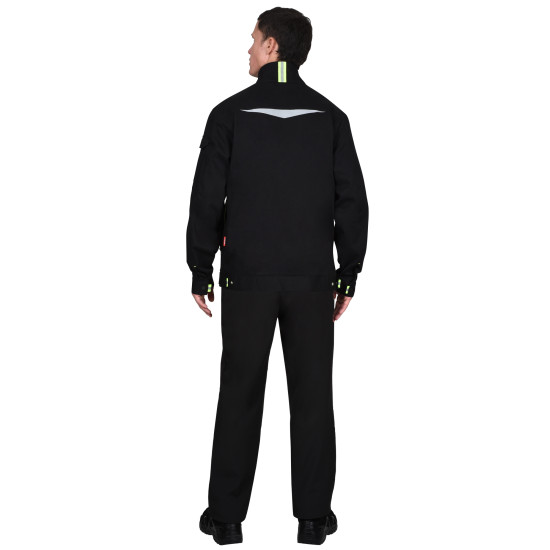 Костюм "СИРИУС-ДЕКСТЕР" черный с лимонной отделкой, тк. стрейч с ВО