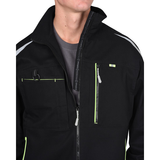 Костюм "СИРИУС-ДЕКСТЕР" черный с лимонной отделкой, тк. стрейч с ВО