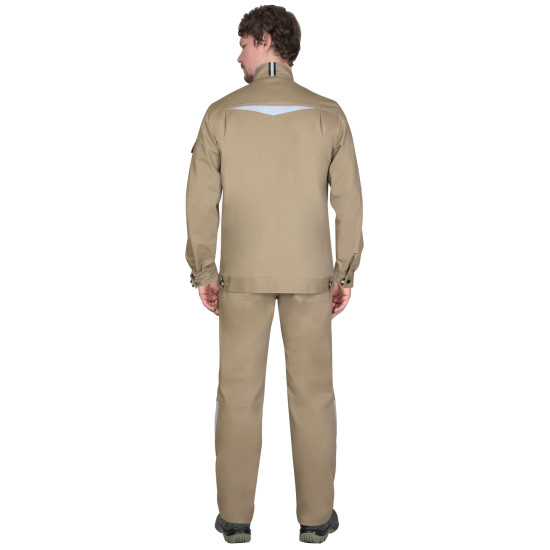 Костюм "СИРИУС-ДЕКСТЕР" песочный с черной отделкой, тк. стрейч с ВО