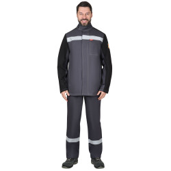 Костюм сварщика "СИРИУС-ГЕРКУЛЕС" с п/к т.серый с черным, СОП 50мм
