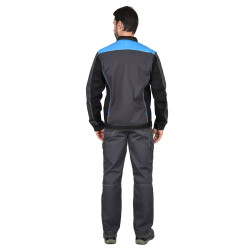 Куртка "СИРИУС-ПРЕСТИЖ" т.серая с черным и голубой отделкой