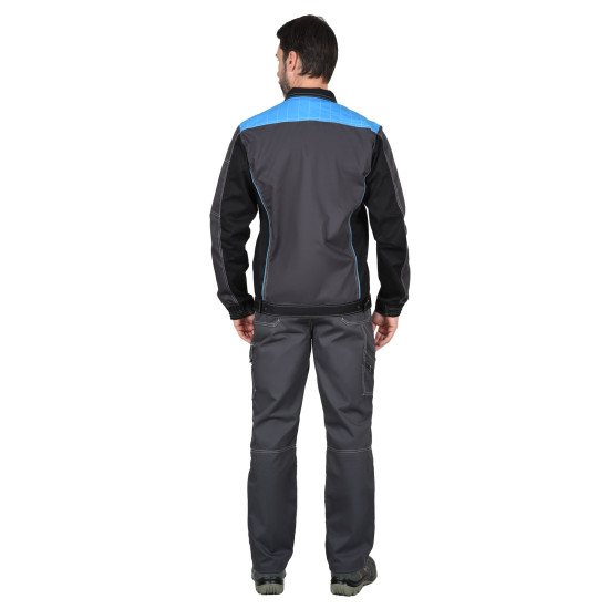 Куртка "СИРИУС-ПРЕСТИЖ" т.серая с черным и голубой отделкой