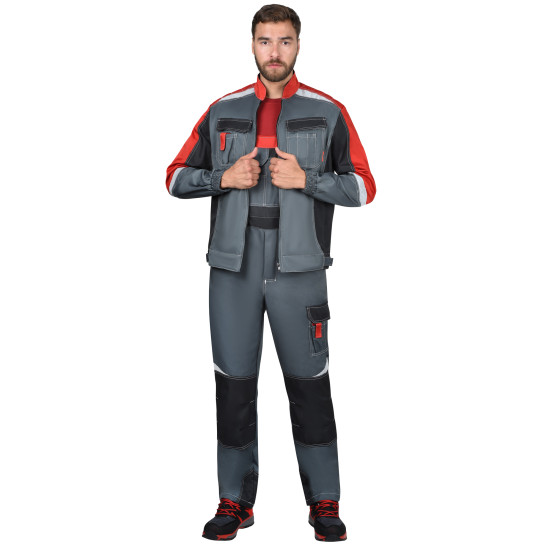 Костюм "СИРИУС-ФАВОРИТ-МЕГА-РОСС" с п/к, темно-серый с красным, чёрным и СОП Костюм "СИРИУС-ФАВОРИТ-МЕГА-РОСС" с п/к, темно-серый с красным, чёрным и СОП