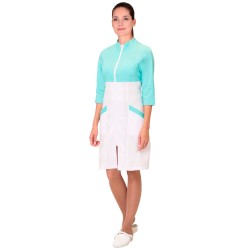 Халат "СИРИУС-ДЕЛИЯ" белый с мятным Халат "СИРИУС-ДЕЛИЯ" белый с мятным