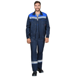 Костюм СИРИУС-МАСТЕР-РОСС куртка кор., п/к, тёмно-синий с васильковым и СОП