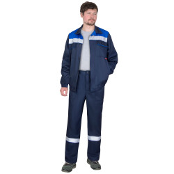 Костюм СИРИУС-МАСТЕР-РОСС куртка кор., брюки, темно-синий с васильковым и СОП